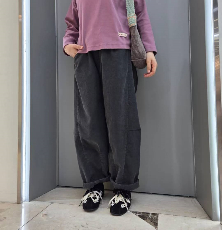 韓 綁帶側車線小寬褲 4色