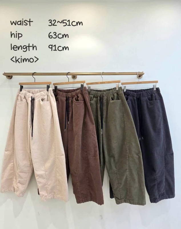 韓 綁帶側車線小寬褲 4色
