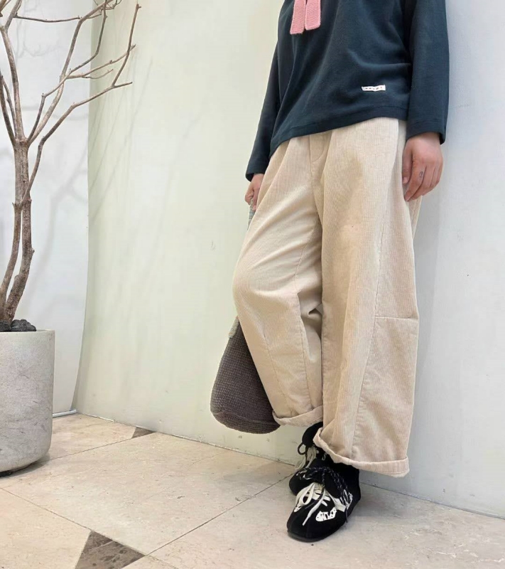 韓 綁帶側車線小寬褲 4色