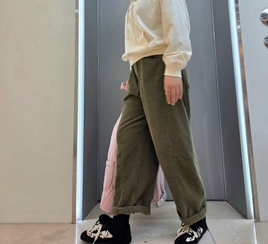 韓 綁帶側車線小寬褲 4色