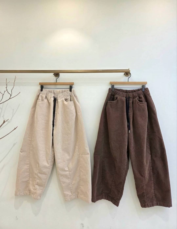 韓 綁帶側車線小寬褲 4色