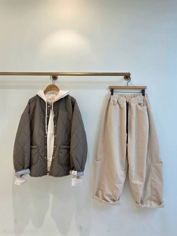 韓 綁帶側車線小寬褲 4色