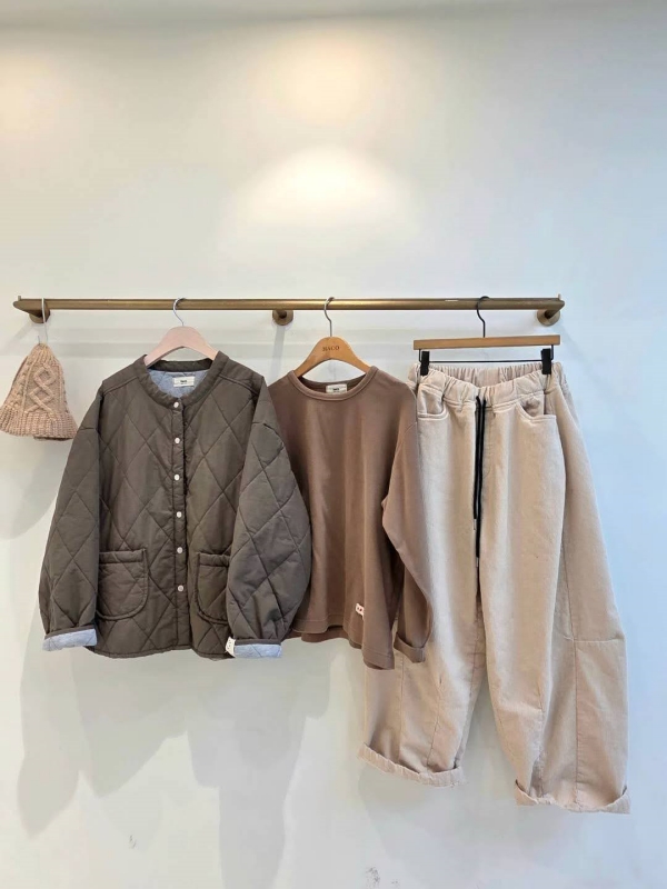 韓 綁帶側車線小寬褲 4色