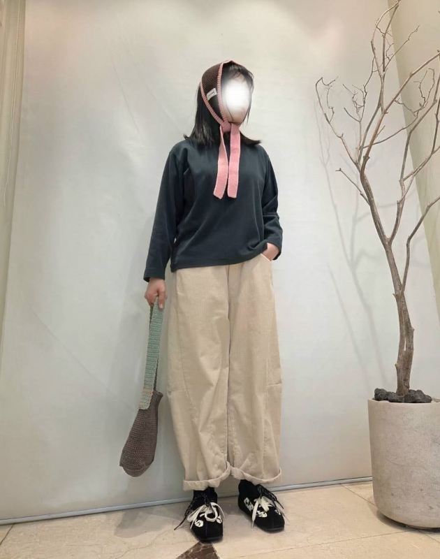 韓 綁帶側車線小寬褲 4色