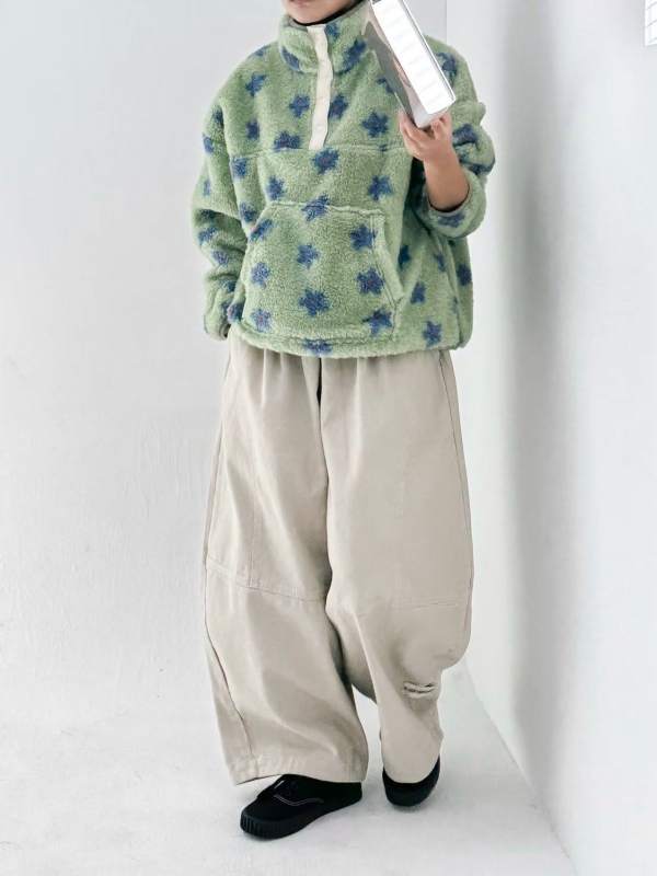 韓 褲管小標剪接車線寬褲 2色