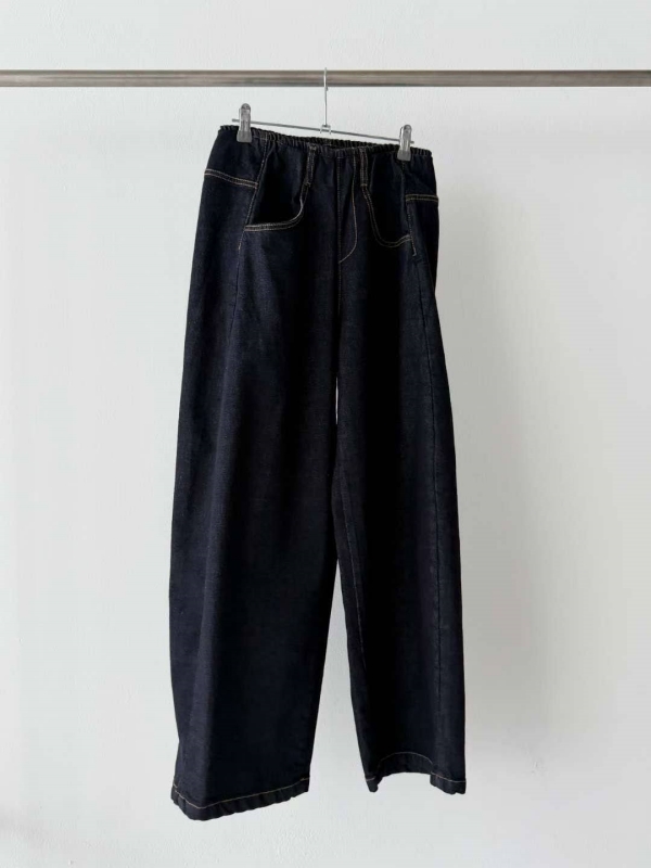 韓 前車線深牛仔大寬褲