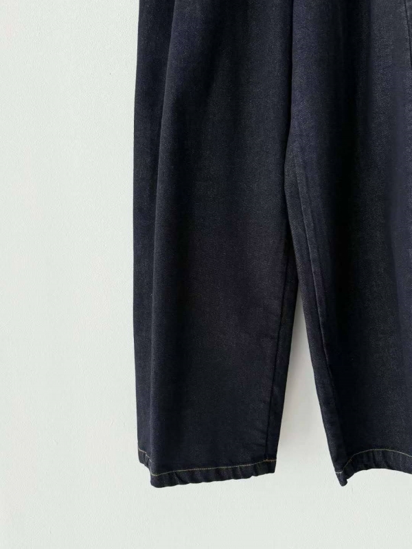 韓 前車線深牛仔大寬褲