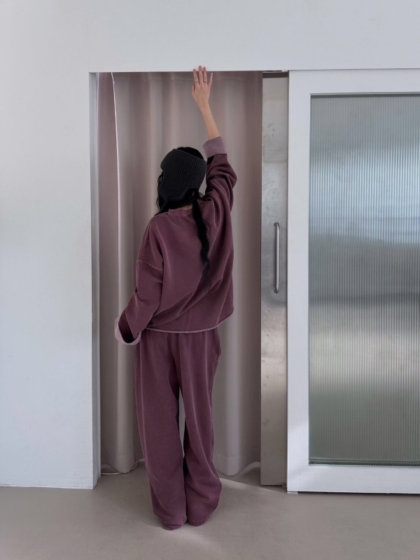 韓 洗舊刷色下抽繩褲 12色