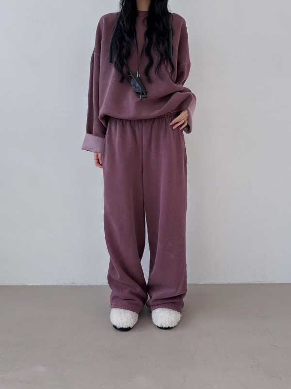 韓 洗舊刷色下抽繩褲 12色