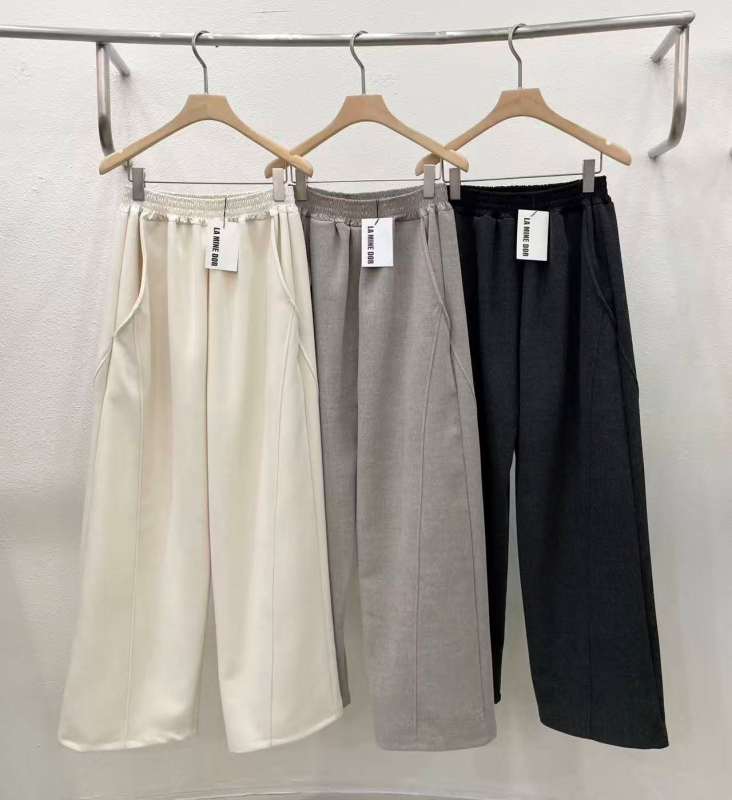韓 三車線腰鬆緊寬褲 3色 size