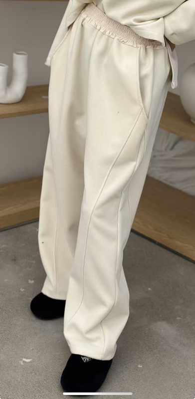 韓 三車線腰鬆緊寬褲 3色 size