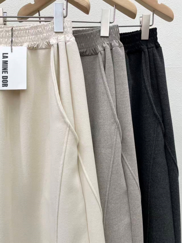 韓 三車線腰鬆緊寬褲 3色 size