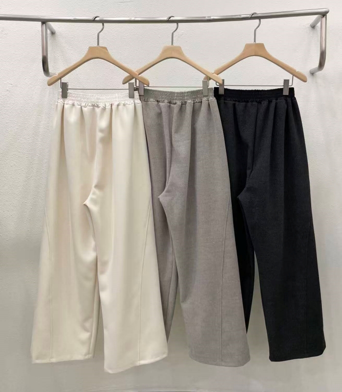 韓 三車線腰鬆緊寬褲 3色 size