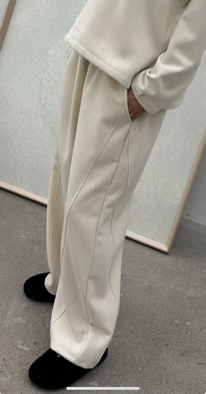 韓 三車線腰鬆緊寬褲 3色 size