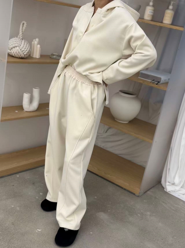 韓 三車線腰鬆緊寬褲 3色 size