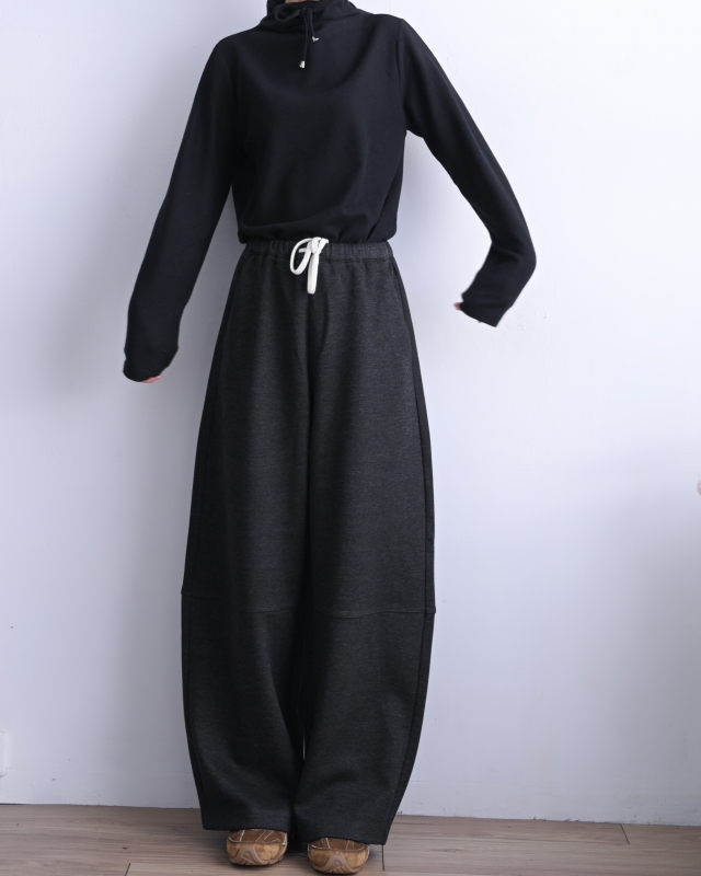 韓 橫車線綁帶寬褲 3色 size