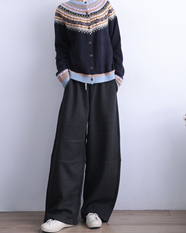 韓 橫車線綁帶寬褲 3色 size