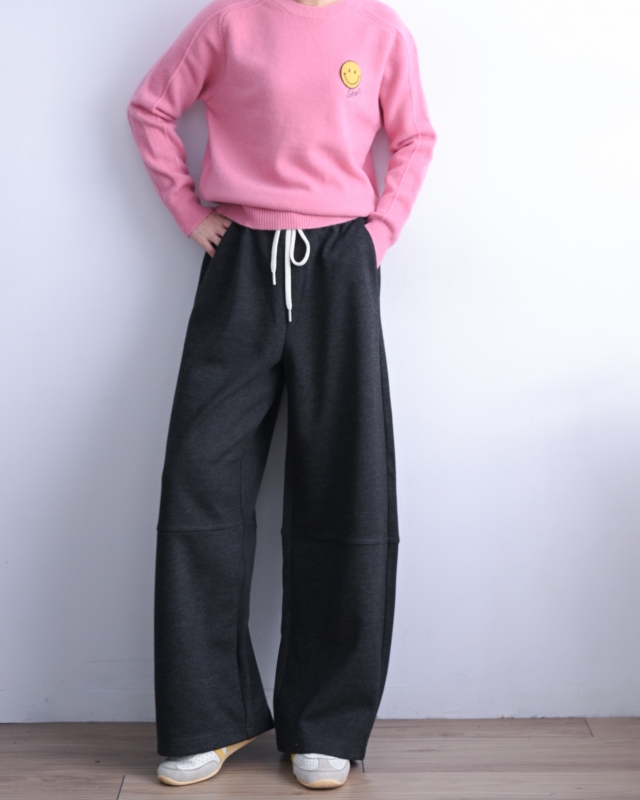 韓 橫車線綁帶寬褲 3色 size