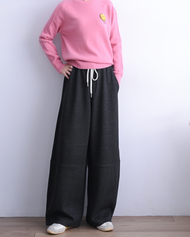 韓 橫車線綁帶寬褲 3色 size