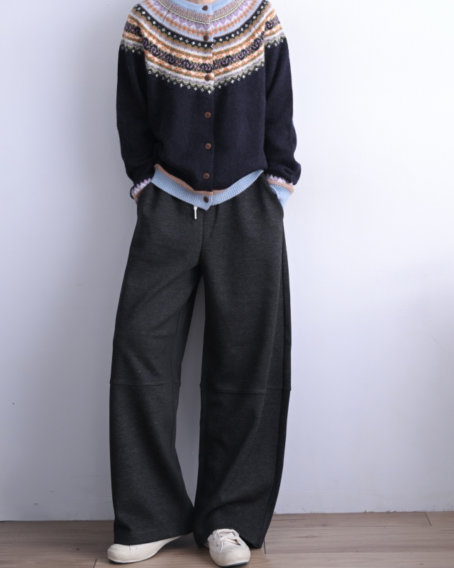 韓 橫車線綁帶寬褲 3色 size