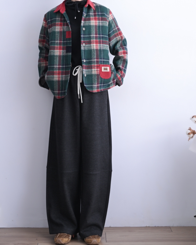 韓 橫車線綁帶寬褲 3色 size