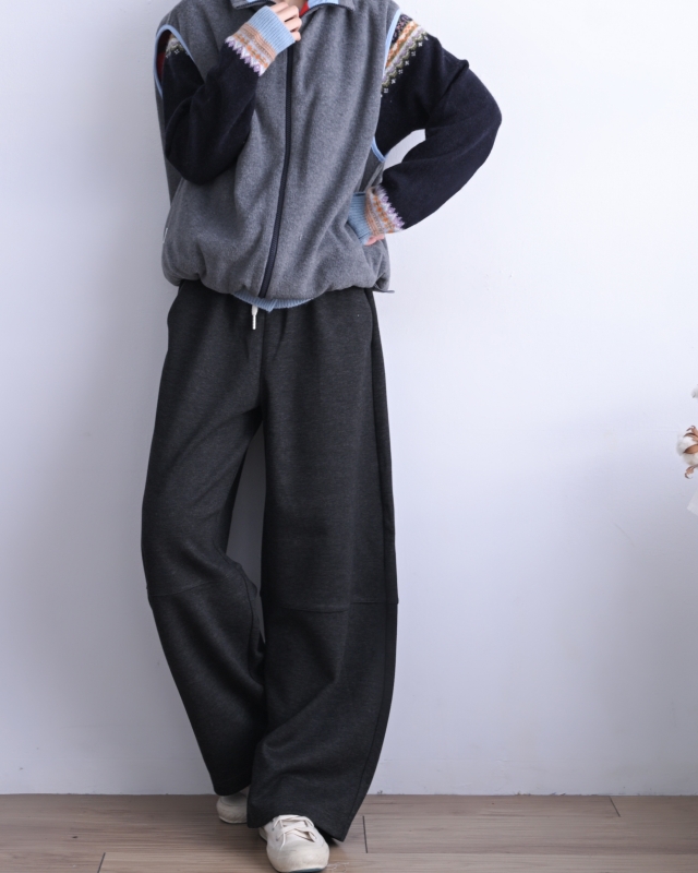 韓 橫車線綁帶寬褲 3色 size