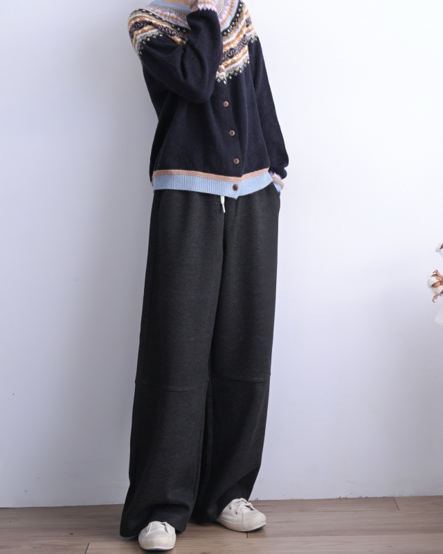 韓 橫車線綁帶寬褲 3色 size