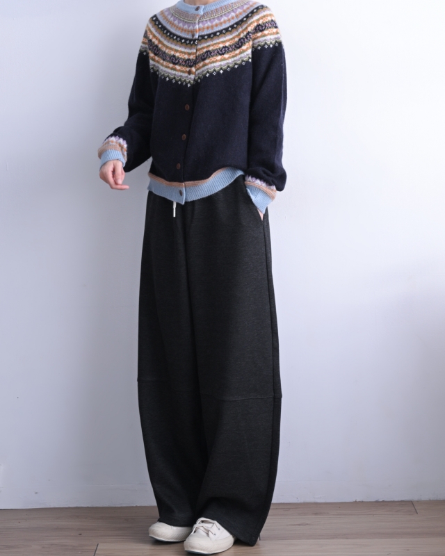 韓 橫車線綁帶寬褲 3色 size