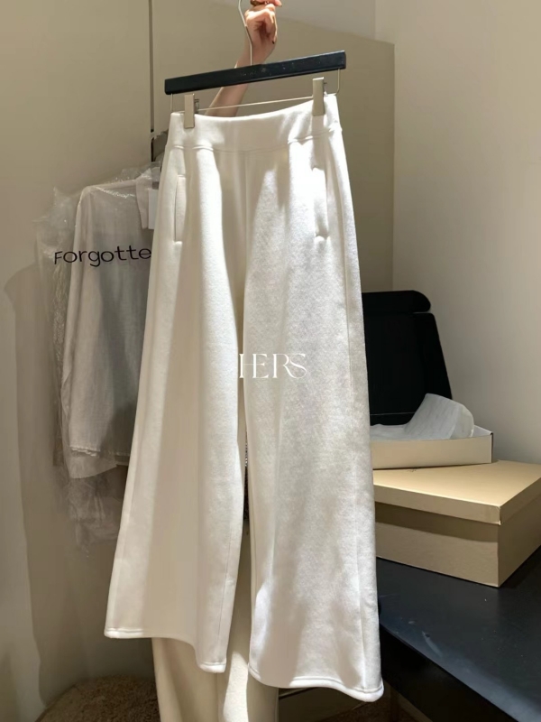 韓 腰鬆緊直口袋寬褲 3色