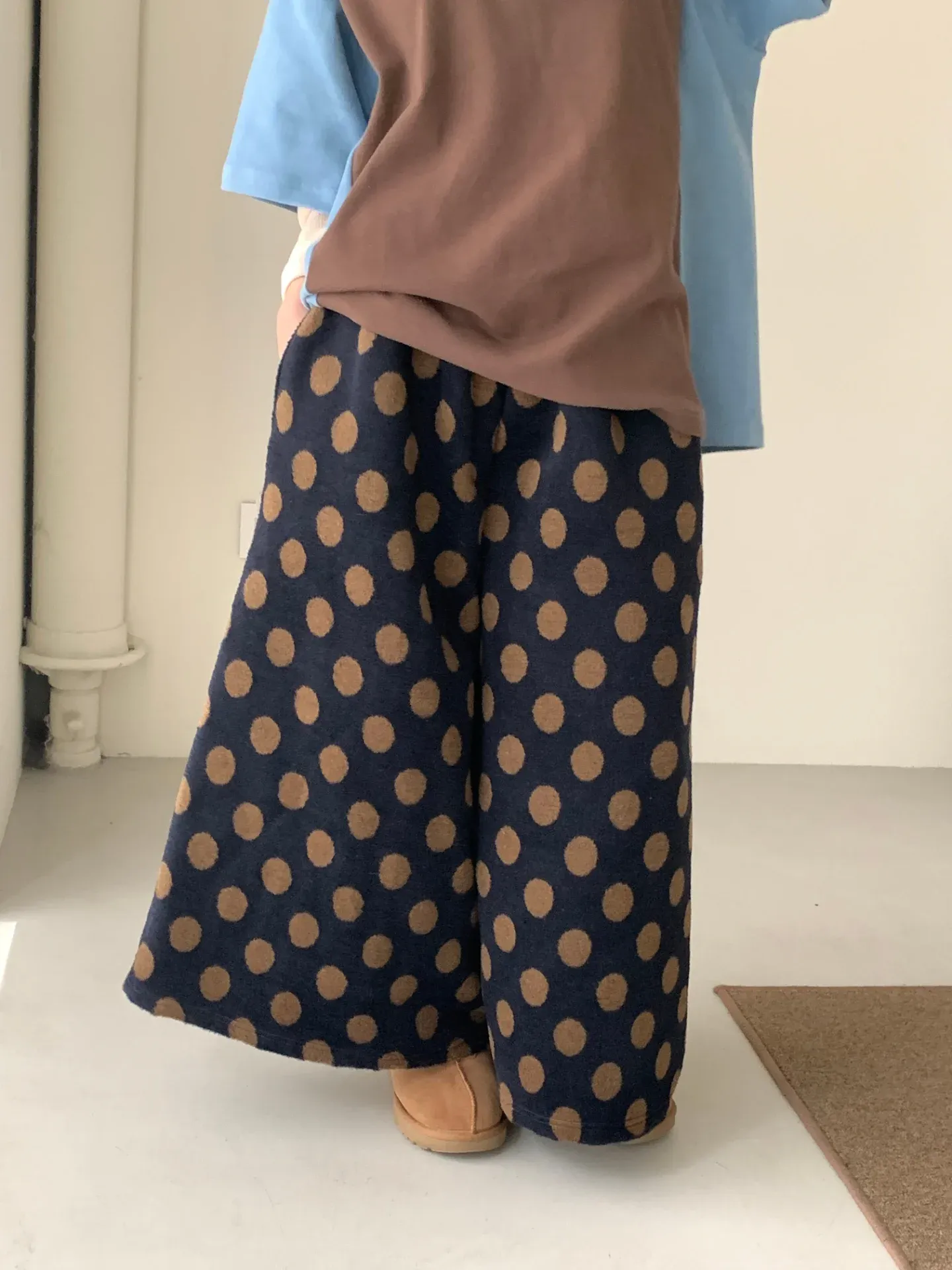 韓 大點點寬褲裙 2色