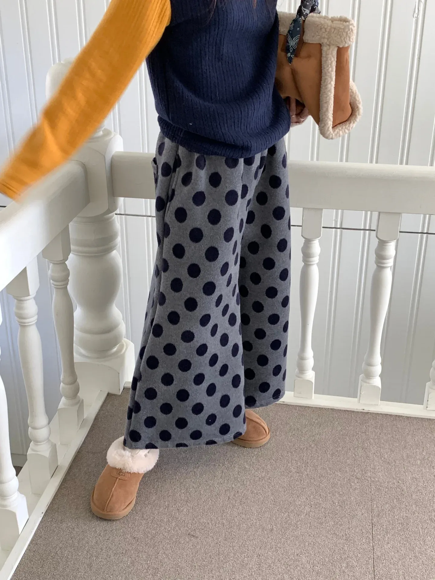 韓 大點點寬褲裙 2色