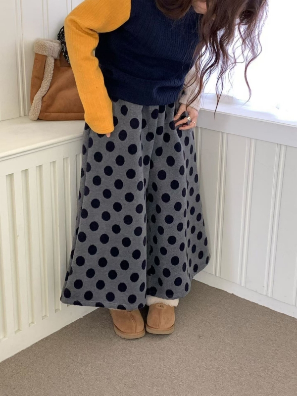 韓 大點點寬褲裙 2色
