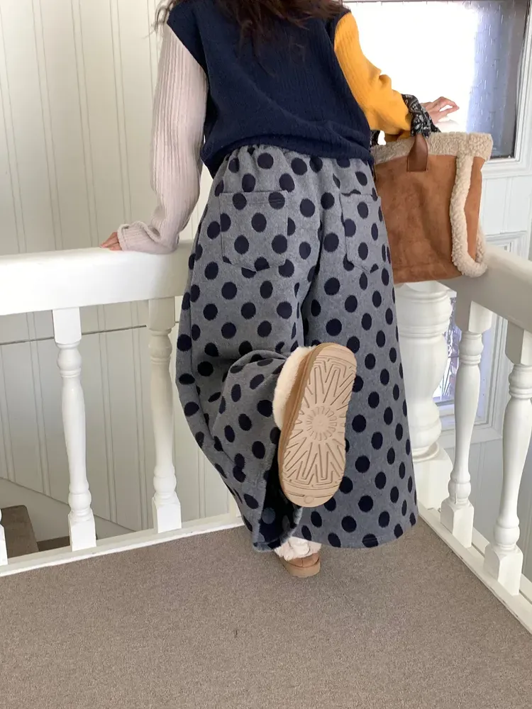 韓 大點點寬褲裙 2色