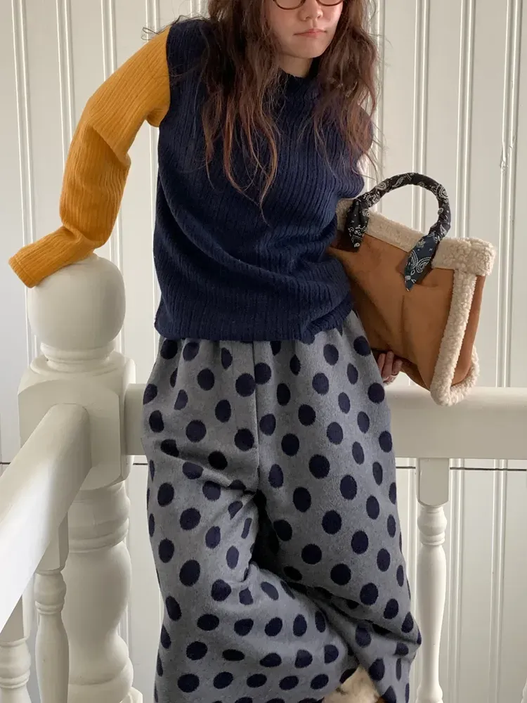 韓 大點點寬褲裙 2色