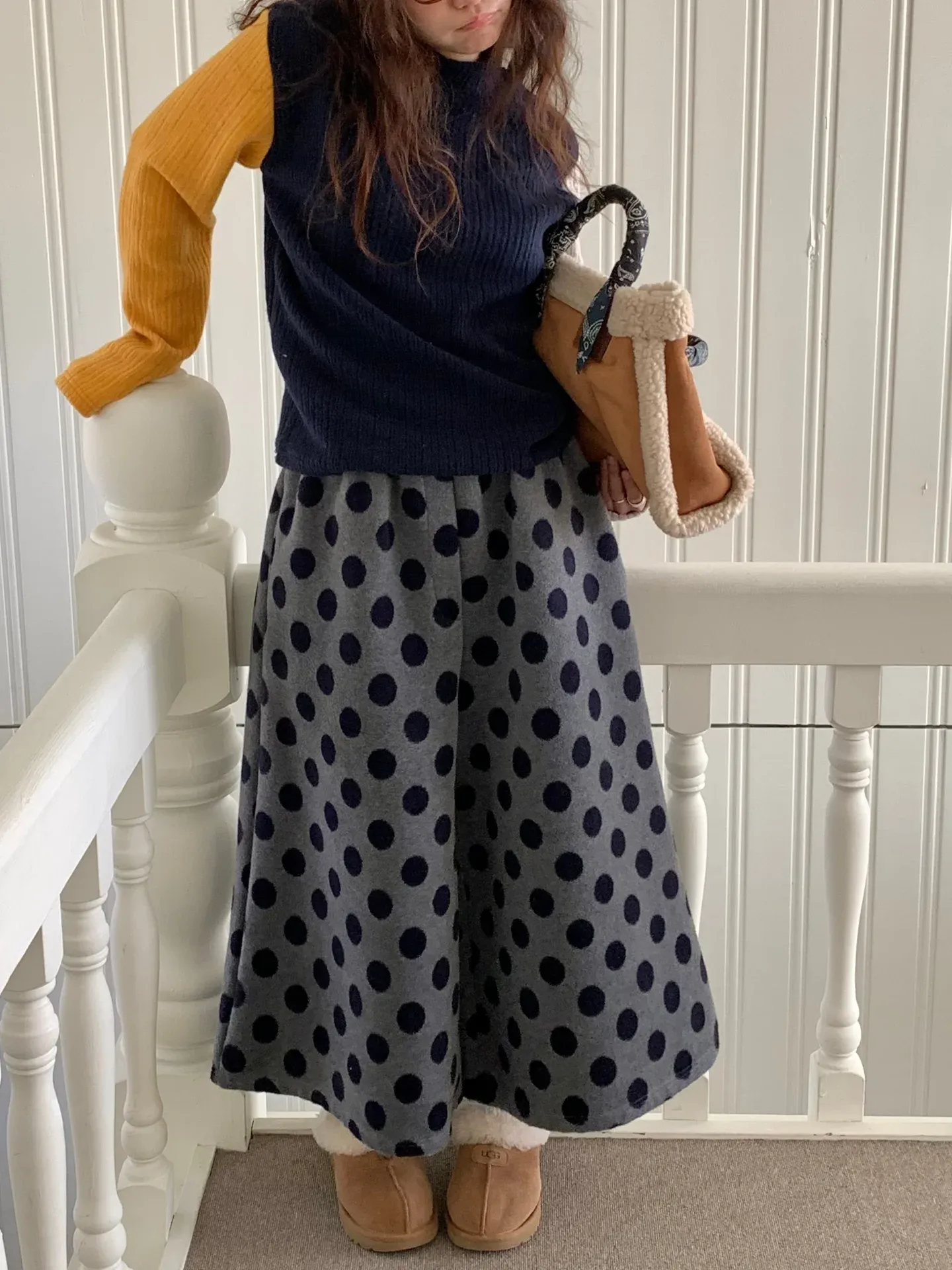 韓 大點點寬褲裙 2色