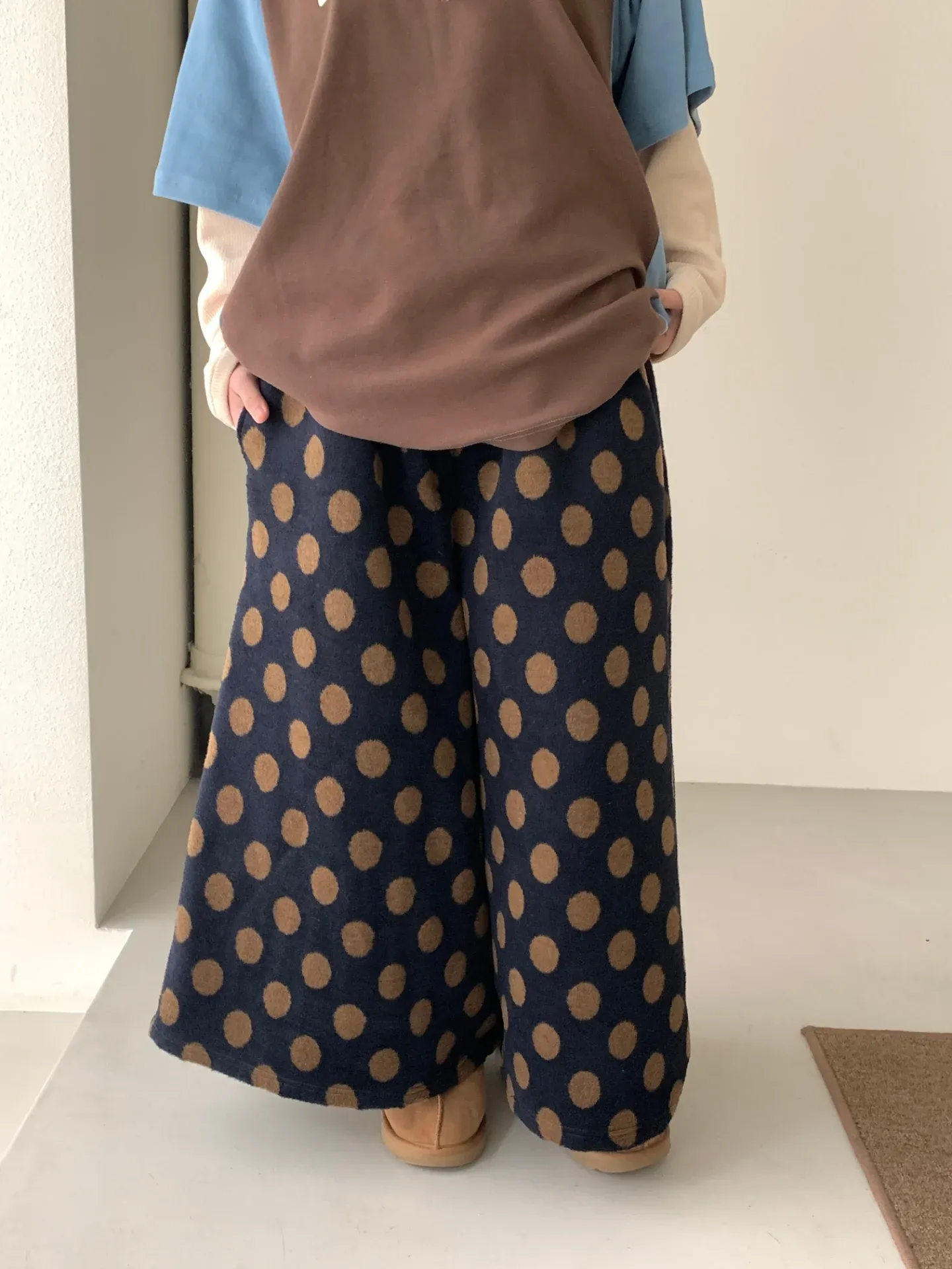 韓 大點點寬褲裙 2色