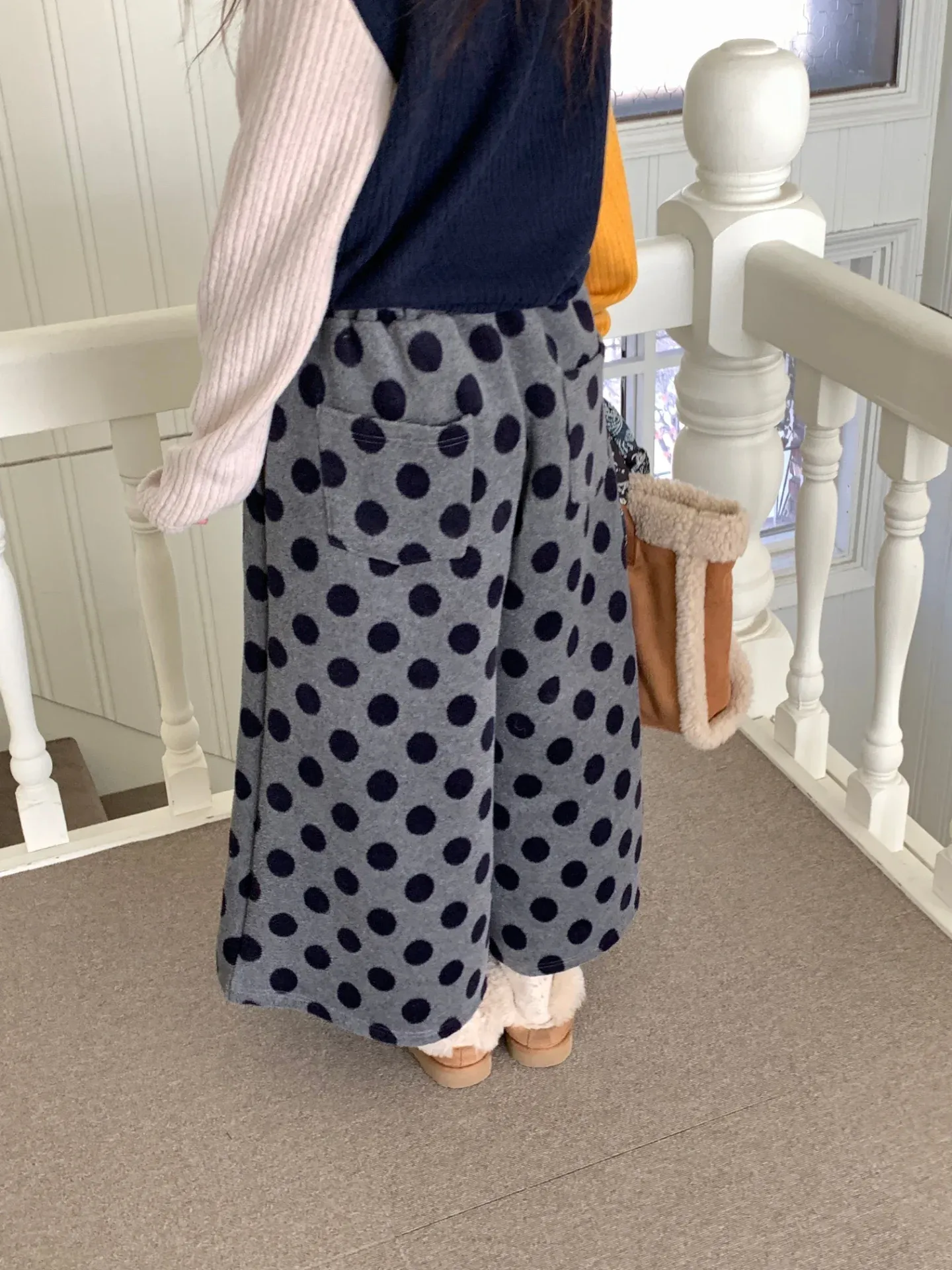 韓 大點點寬褲裙 2色