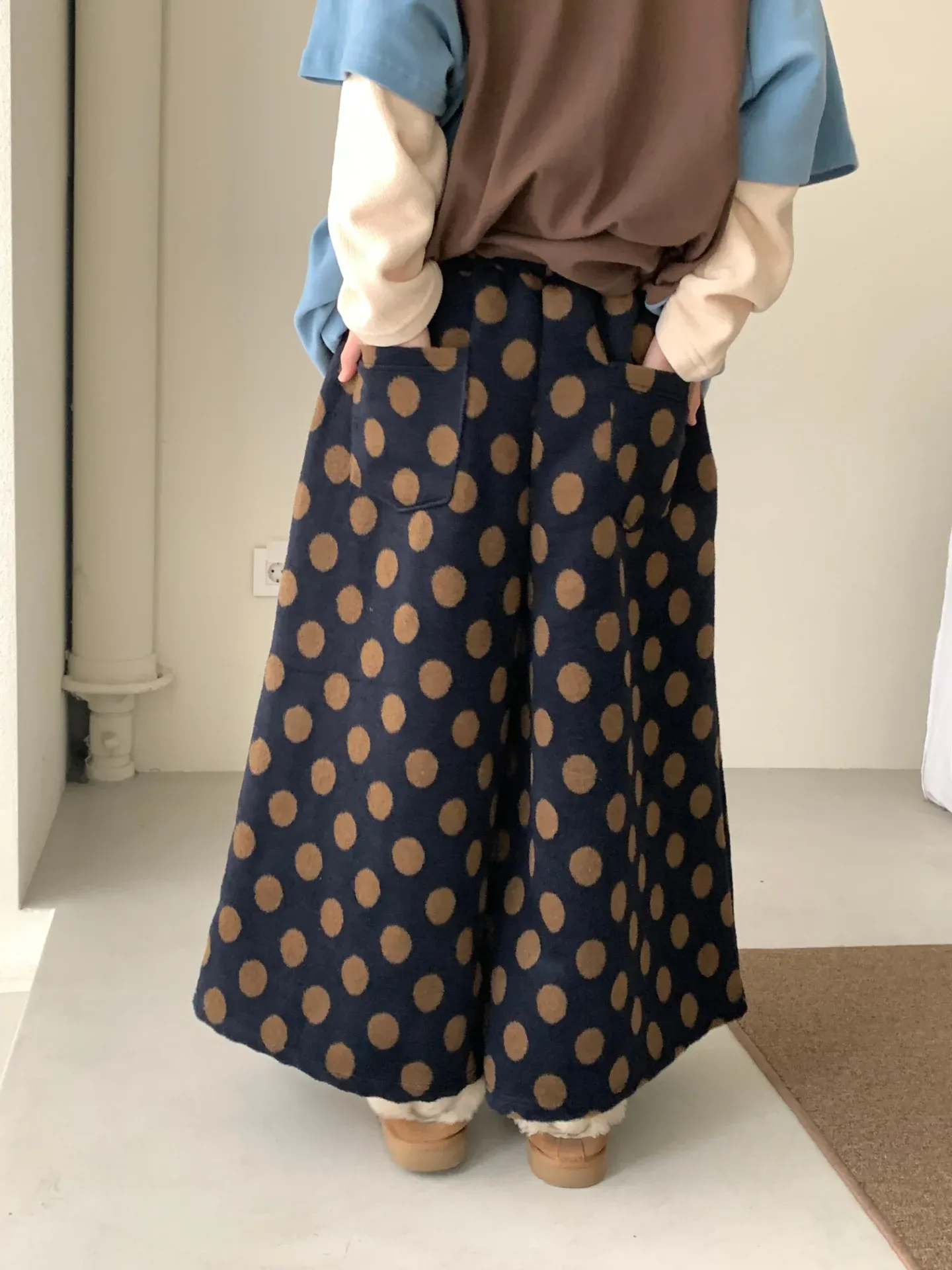 韓 大點點寬褲裙 2色