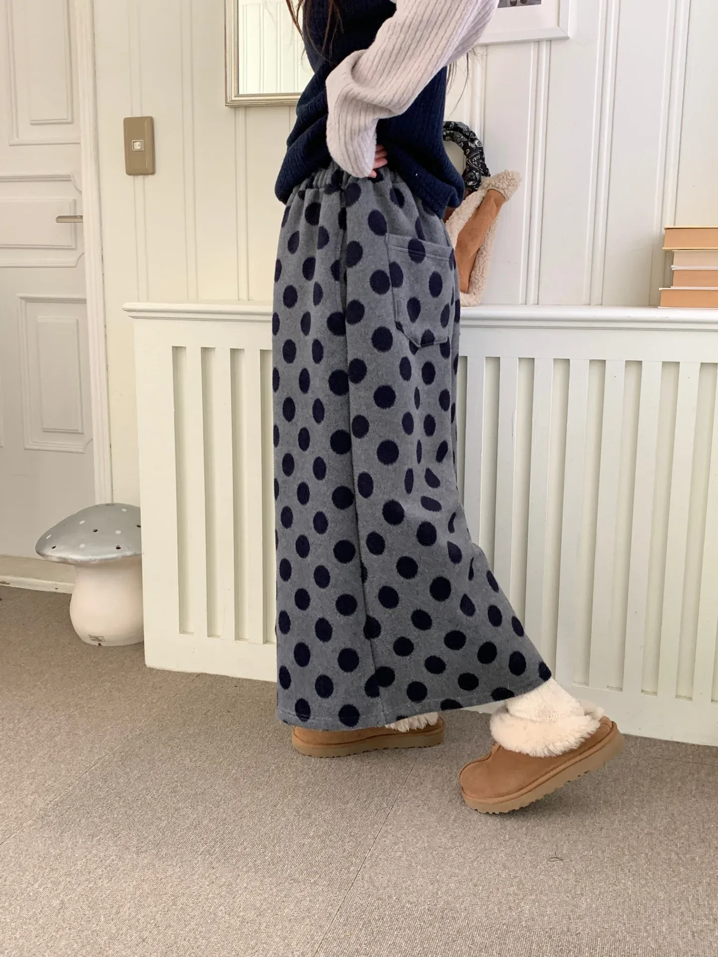 韓 大點點寬褲裙 2色