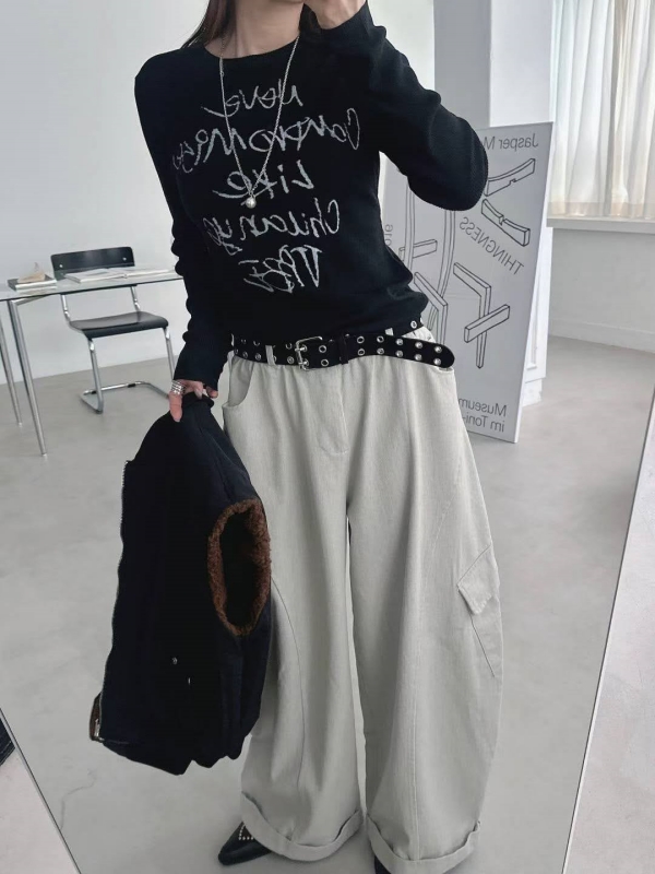 韓 側口袋大寬褲 2色