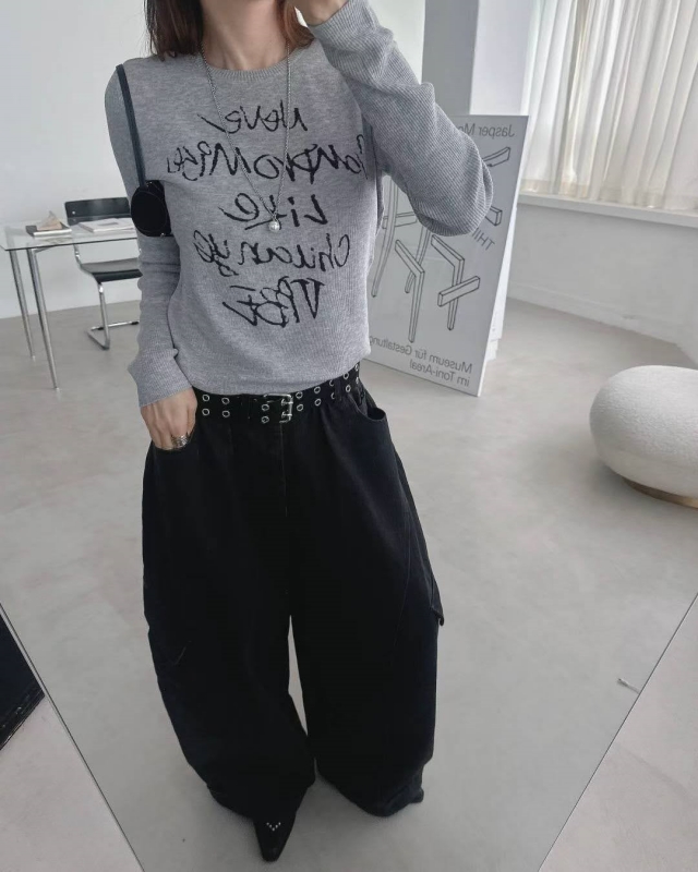 韓 側口袋大寬褲 2色