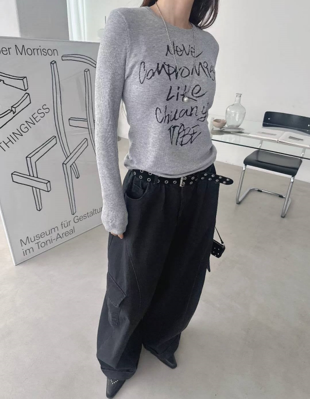 韓 側口袋大寬褲 2色