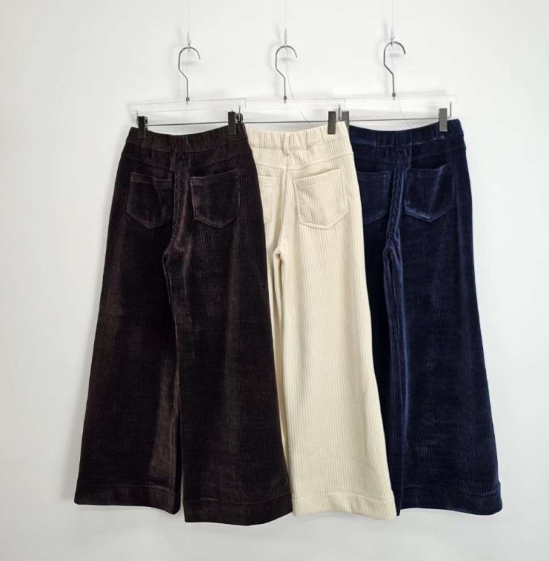 韓 粗條絨寬褲 3色 size