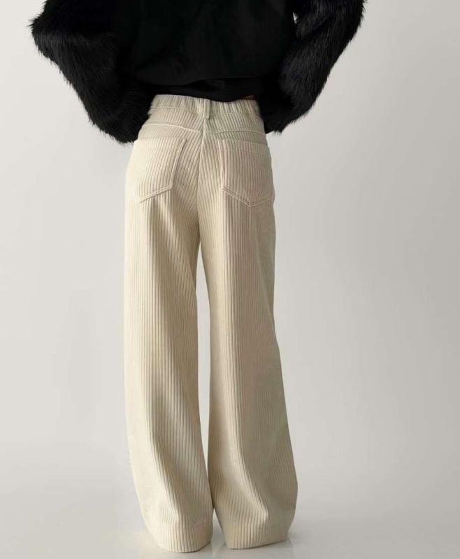 韓 粗條絨寬褲 3色 size