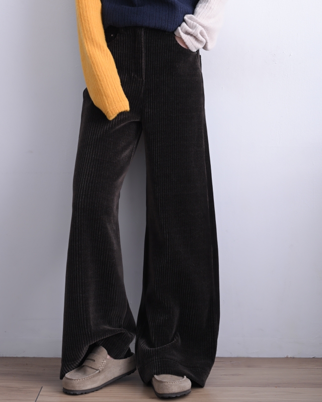 韓 粗條絨寬褲 3色 size