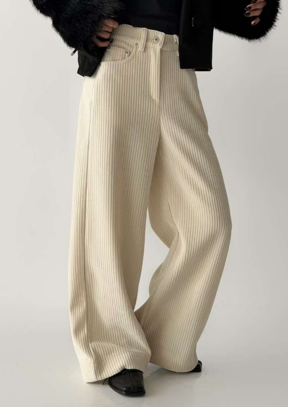 韓 粗條絨寬褲 3色 size