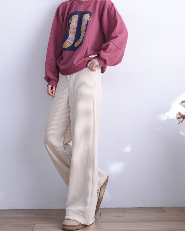 韓 粗條絨寬褲 3色 size