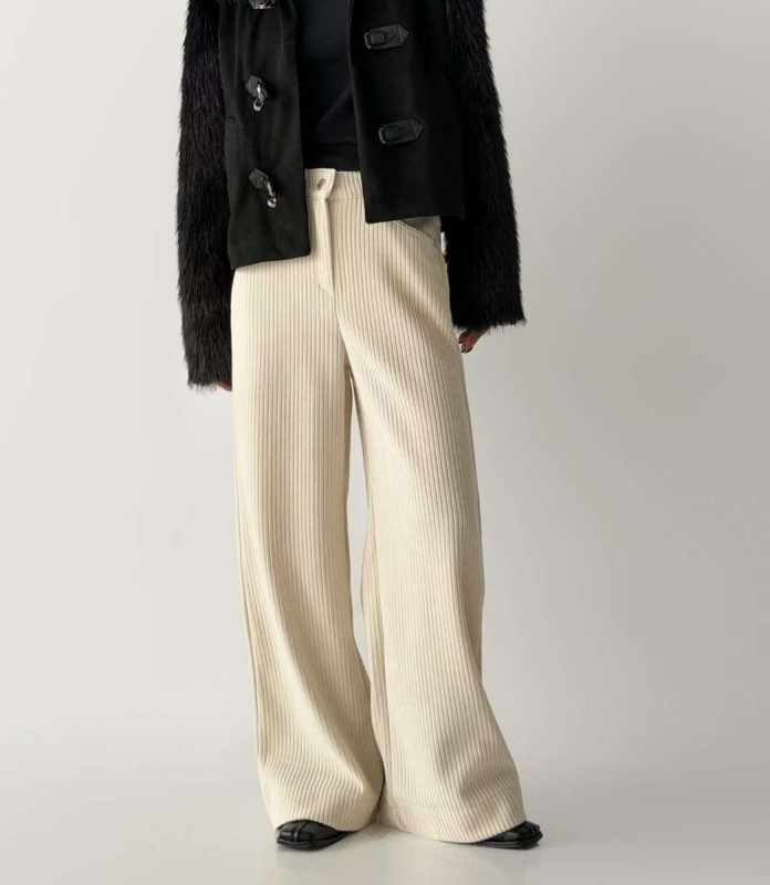 韓 粗條絨寬褲 3色 size