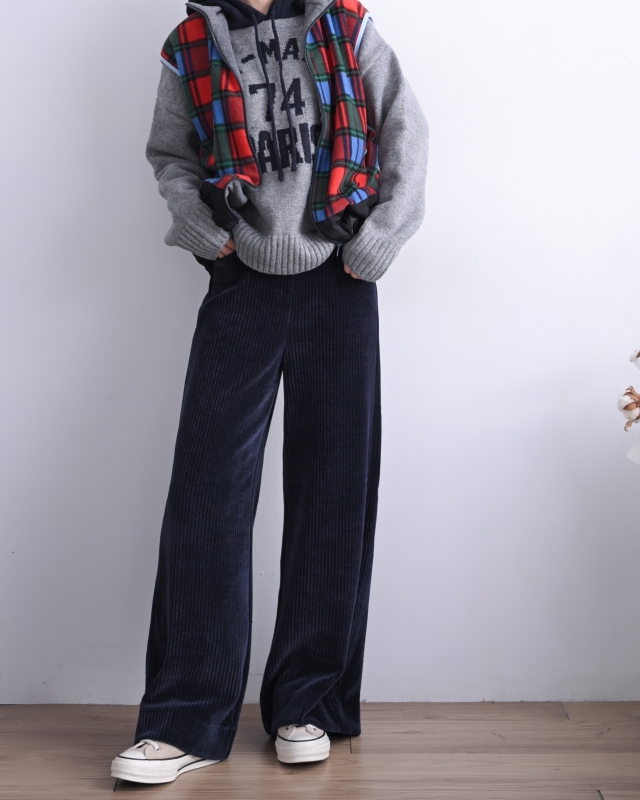 韓 粗條絨寬褲 3色 size