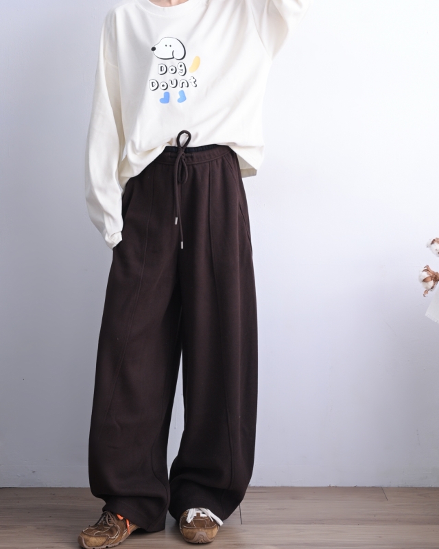 韓  褲腰頭配色大寬褲 5色 size